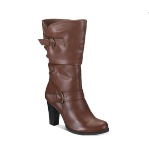 STYLE & CO SACHI FAUX LEATHER BLOCK HEEL MID-CALF BOOTS Size 10M color …